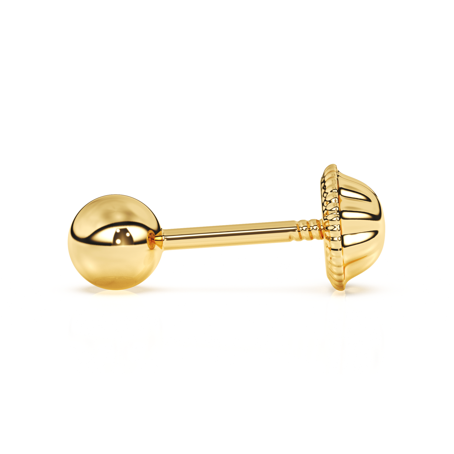3mm Classic Round Stud Earrings - Solid 14K Gold, Screw Back, for Babies & Children