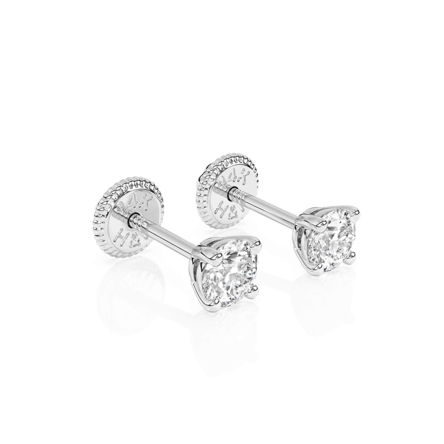 3mm Clear Round CZ Stud Earrings - Solid 14K White Gold, Screw Back, for Babies & Children