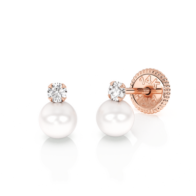 3mm Pearl Drop Clear CZ Stud Earrings5