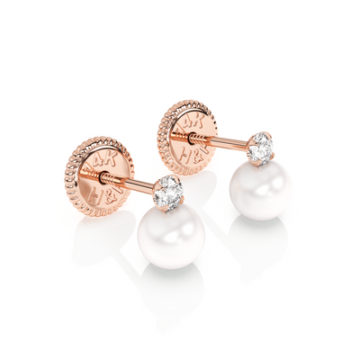 3mm Pearl Drop Clear CZ Stud Earrings1