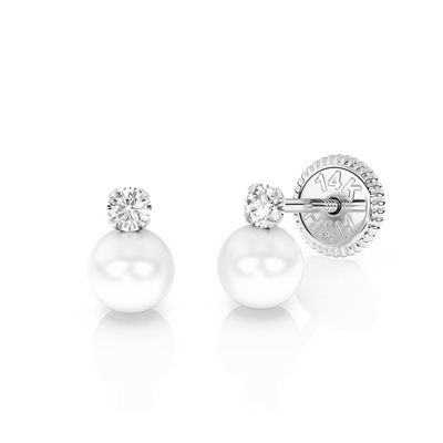 3mm Pearl Drop Clear CZ Stud Earrings5