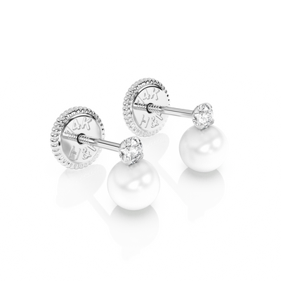 3mm Pearl Drop Clear CZ Stud Earrings1