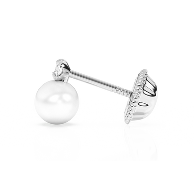 3mm Pearl Drop Clear CZ Stud Earrings6