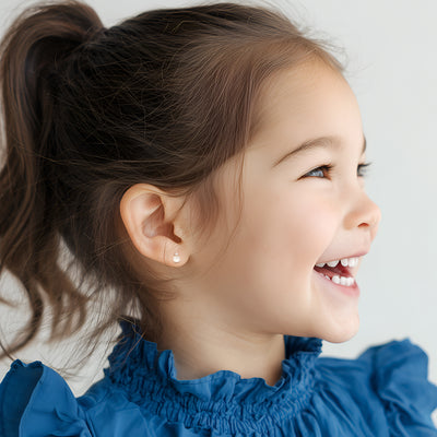 3mm Pearl Drop Clear CZ Stud Earrings3