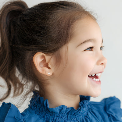 3mm Pearl Drop Clear CZ Stud Earrings3