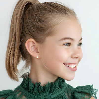 3mm Pearl Drop Clear CZ Stud Earrings4