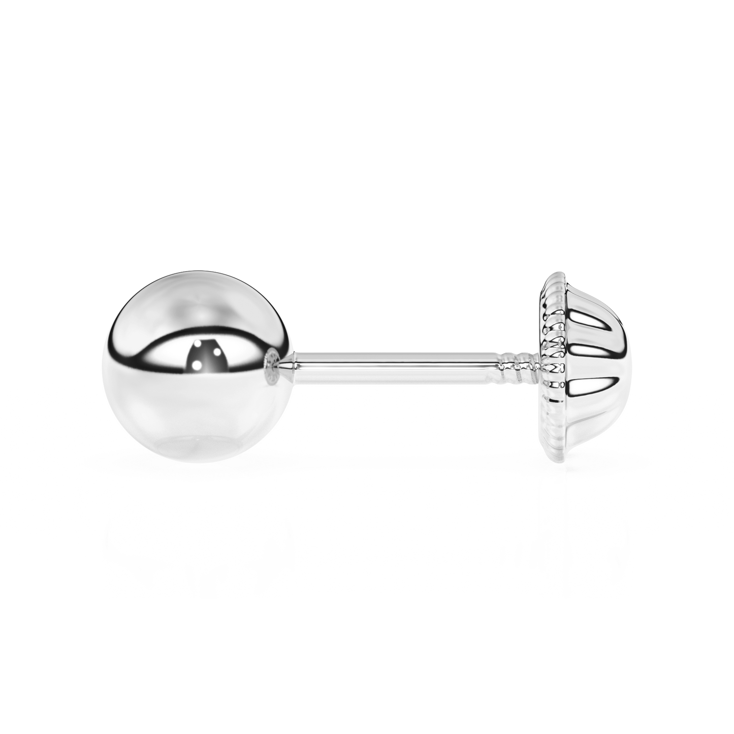 4mm Classic Round Stud Earrings - Solid 14K White Gold, Screw Back, for Babies & Children