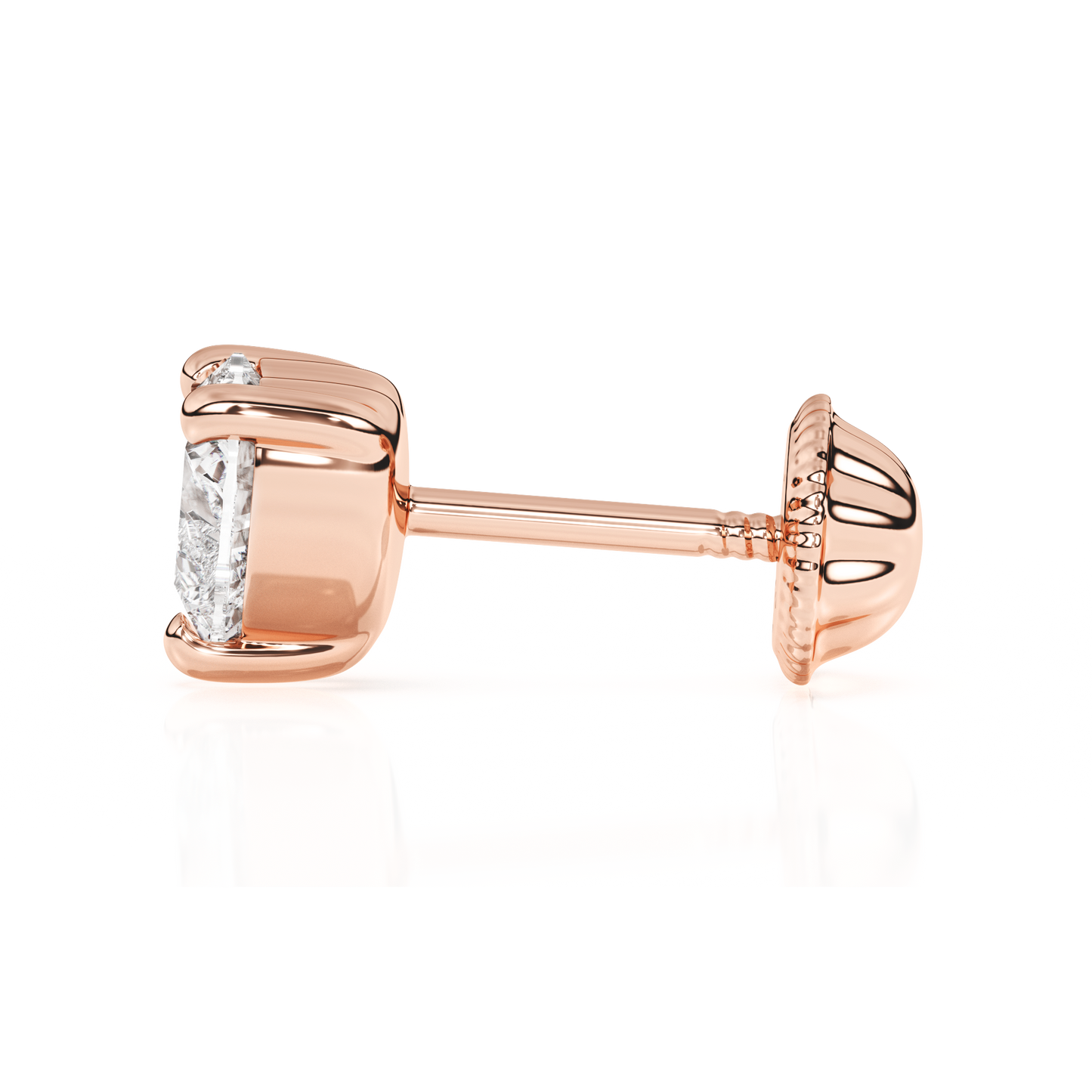 4mm Clear Heart CZ Stud Earrings - Solid 14K Rose Gold, Screw Back, for Babies & Children