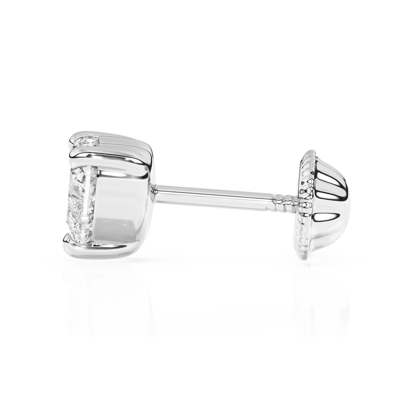 4mm Clear Heart CZ Stud Earrings - Solid 14K White Gold, Screw Back, for Babies & Children
