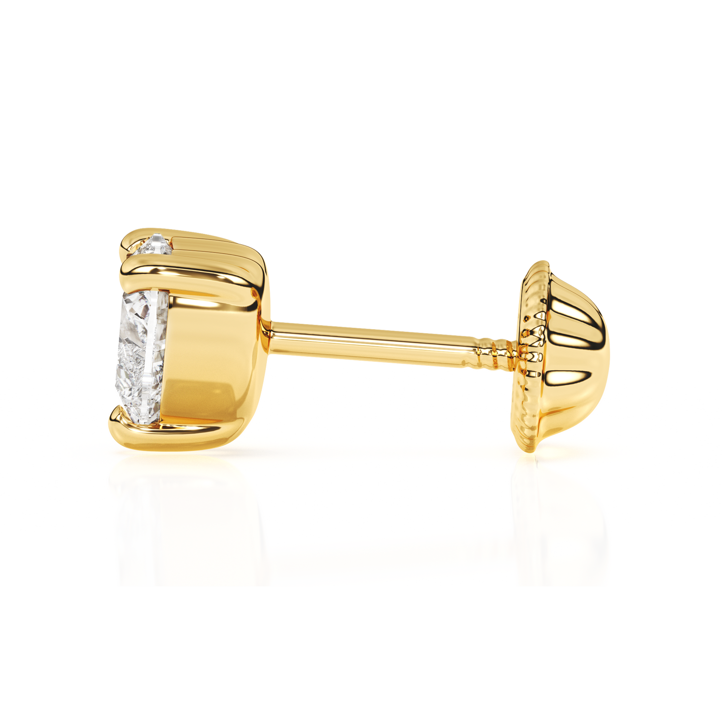 4mm Clear Heart CZ Stud Earrings - Solid 14K Gold, Screw Back, for Babies & Children