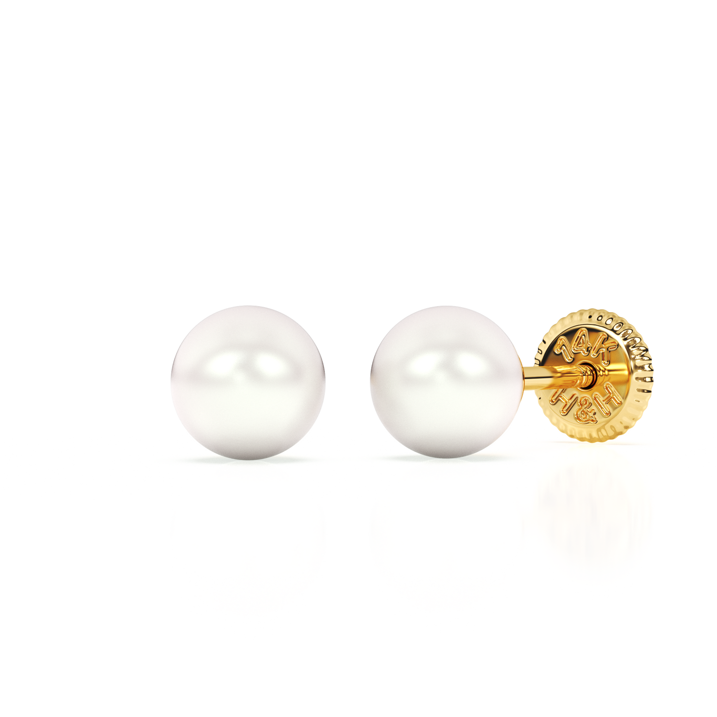 4mm Pearl Stud Earrings - Solid 14K Gold, Screw Back, for Babies & Children