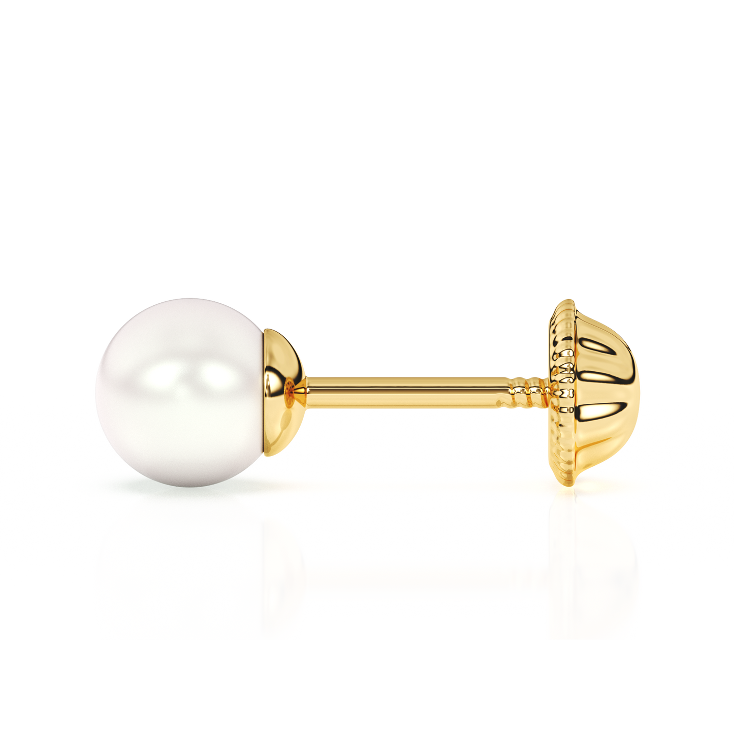 4mm Pearl Stud Earrings - Solid 14K Gold, Screw Back, for Babies & Children