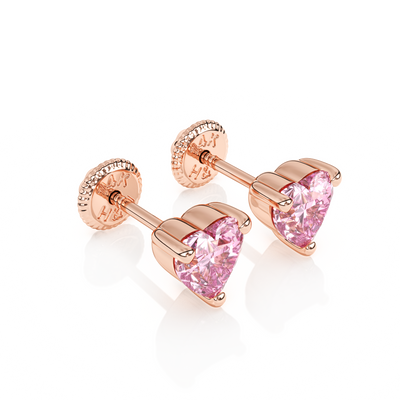 4mm Pink Heart CZ Stud Earrings1