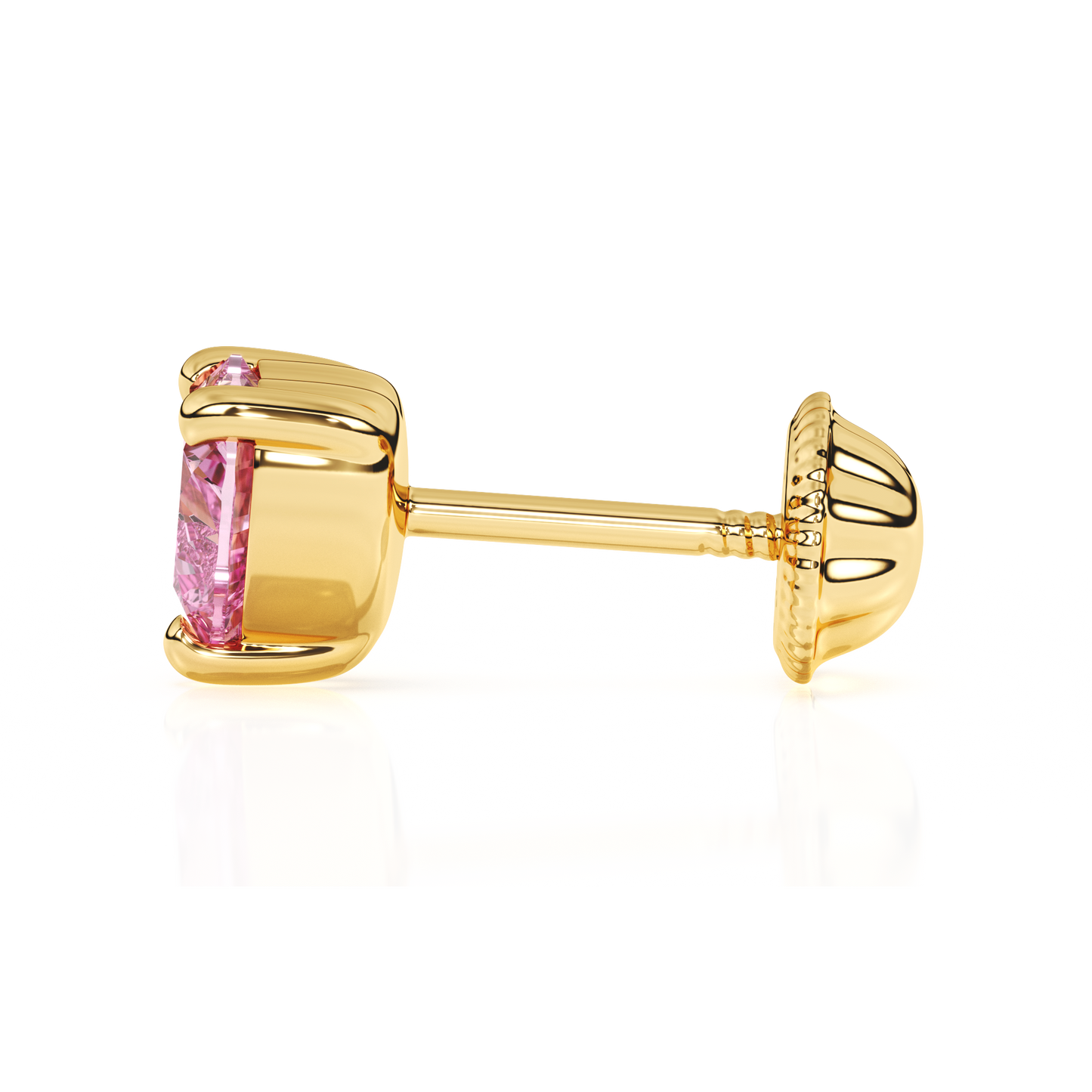 4mm Pink Heart CZ Stud Earrings - Solid 14K Gold, Screw Back, for Babies & Children