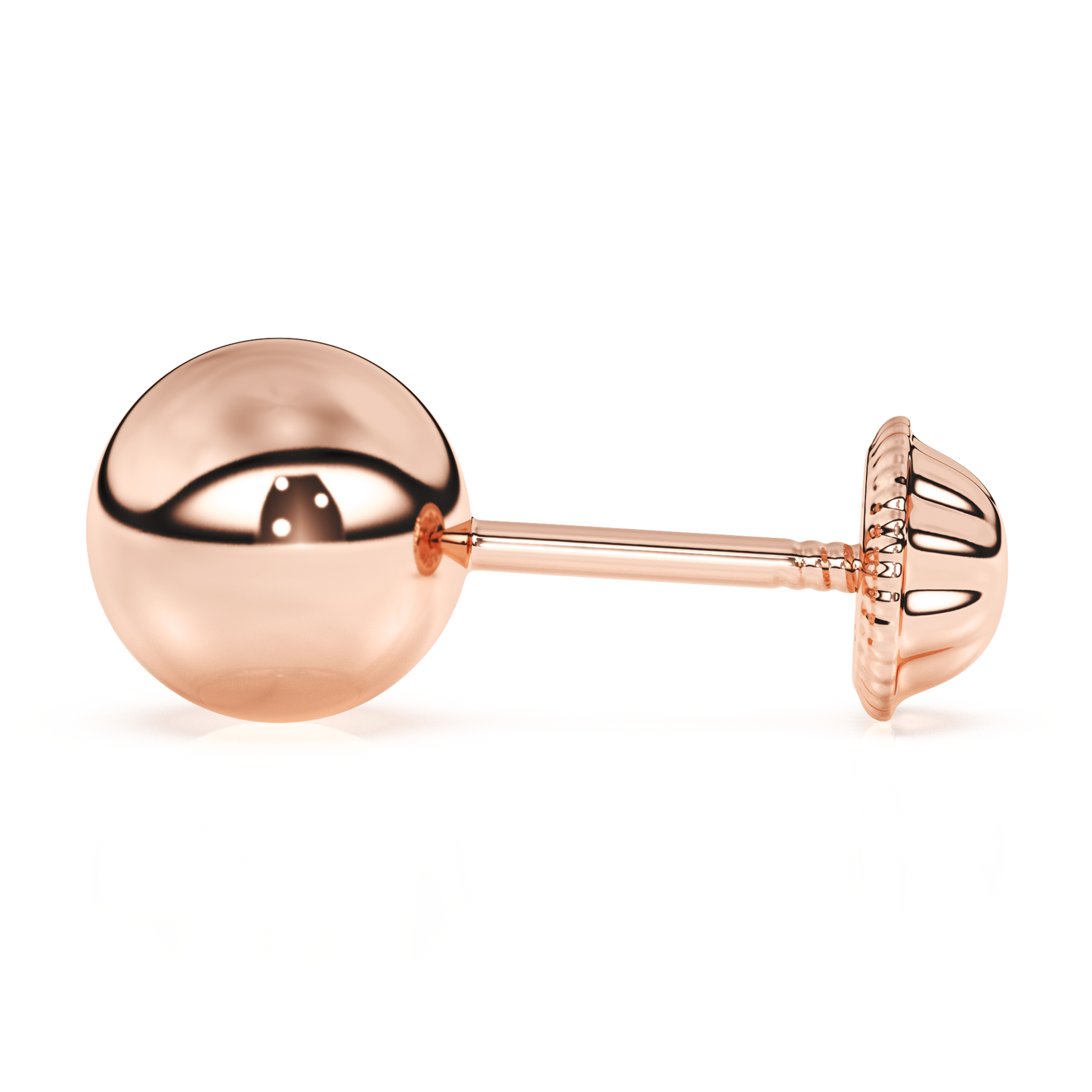 5mm Classic Round Stud Earrings - Solid 14K Rose Gold, Screw Back, for Babies & Children