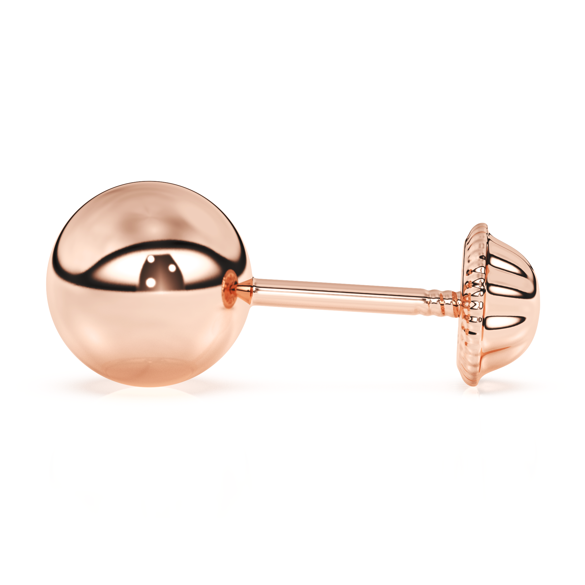 5mm Classic Round Stud Earrings - Solid 14K Rose Gold, Screw Back, for Babies & Children