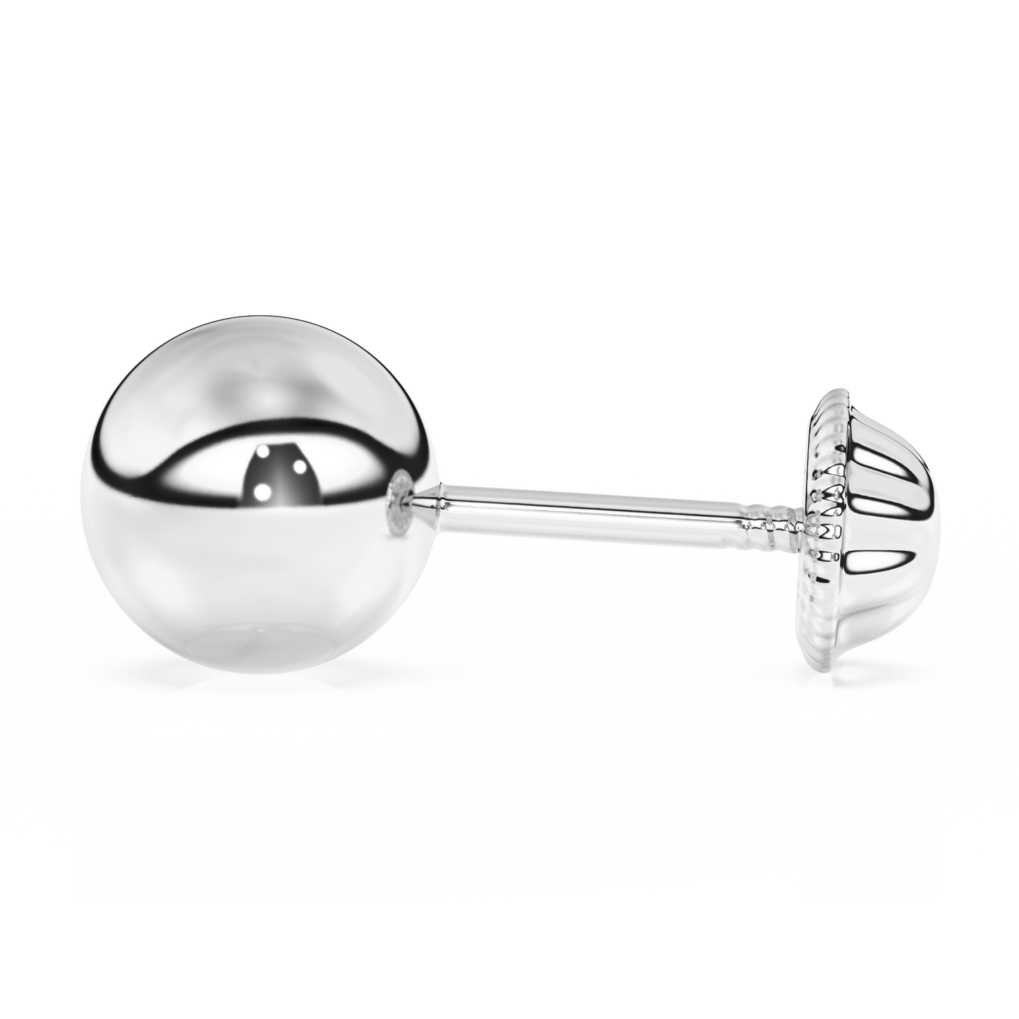 5mm Classic Round Stud Earrings - Solid 14K White Gold, Screw Back, for Babies & Children