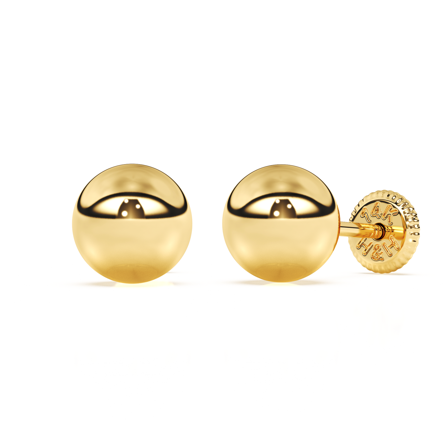 5mm Classic Round Stud Earrings - Solid 14K Gold, Screw Back, for Babies & Children