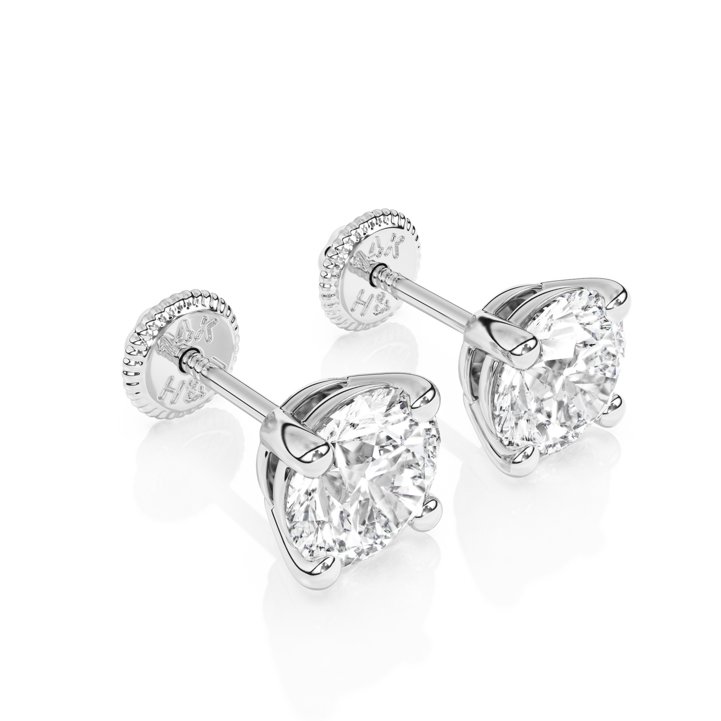 5mm Clear Round CZ Stud Earrings - Solid 14K White Gold, Screw Back, for Babies & Children