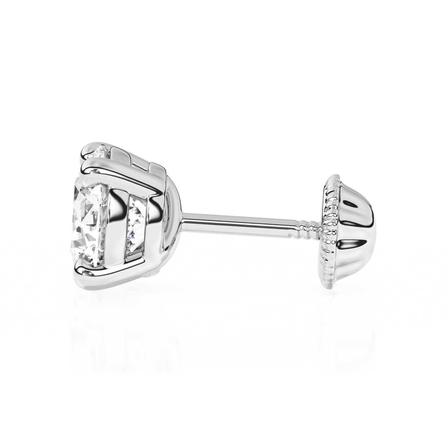 5mm Clear Round CZ Stud Earrings - Solid 14K White Gold, Screw Back, for Babies & Children