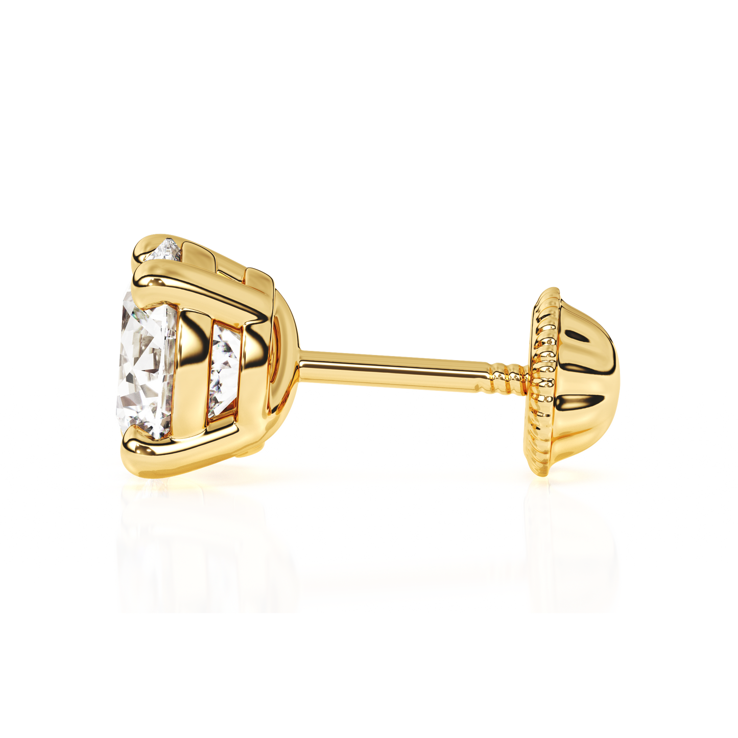 5mm Clear Round CZ Stud Earrings - Solid 14K Gold, Screw Back, for Babies & Children