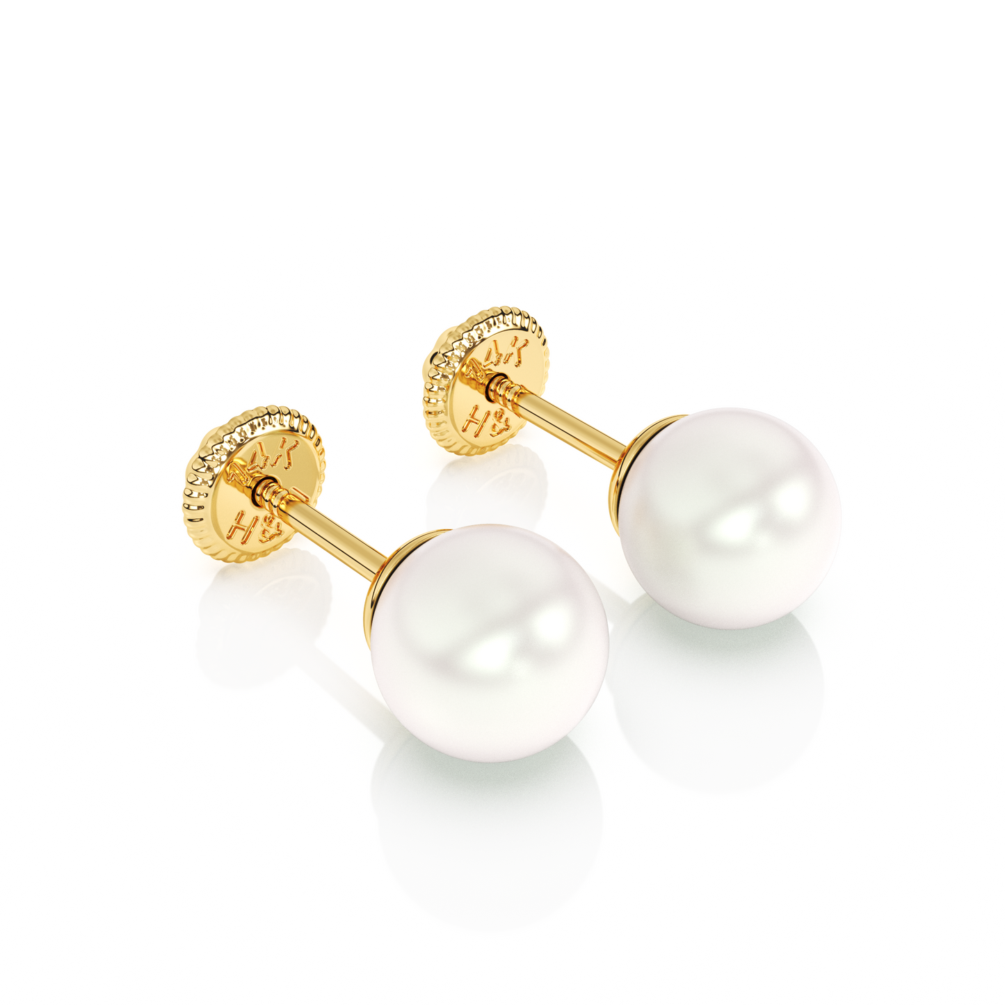 5mm Pearl Stud Earrings - Solid 14K Gold, Screw Back, for Babies & Children