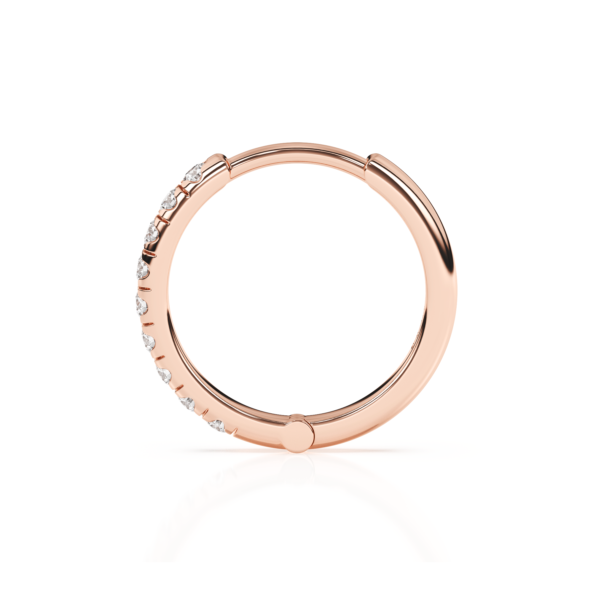 9mm Halo Pavé Clear CZ Huggie Hoop Earrings - Solid 14K Rose Gold, Huggie Hoop, for Babies & Children