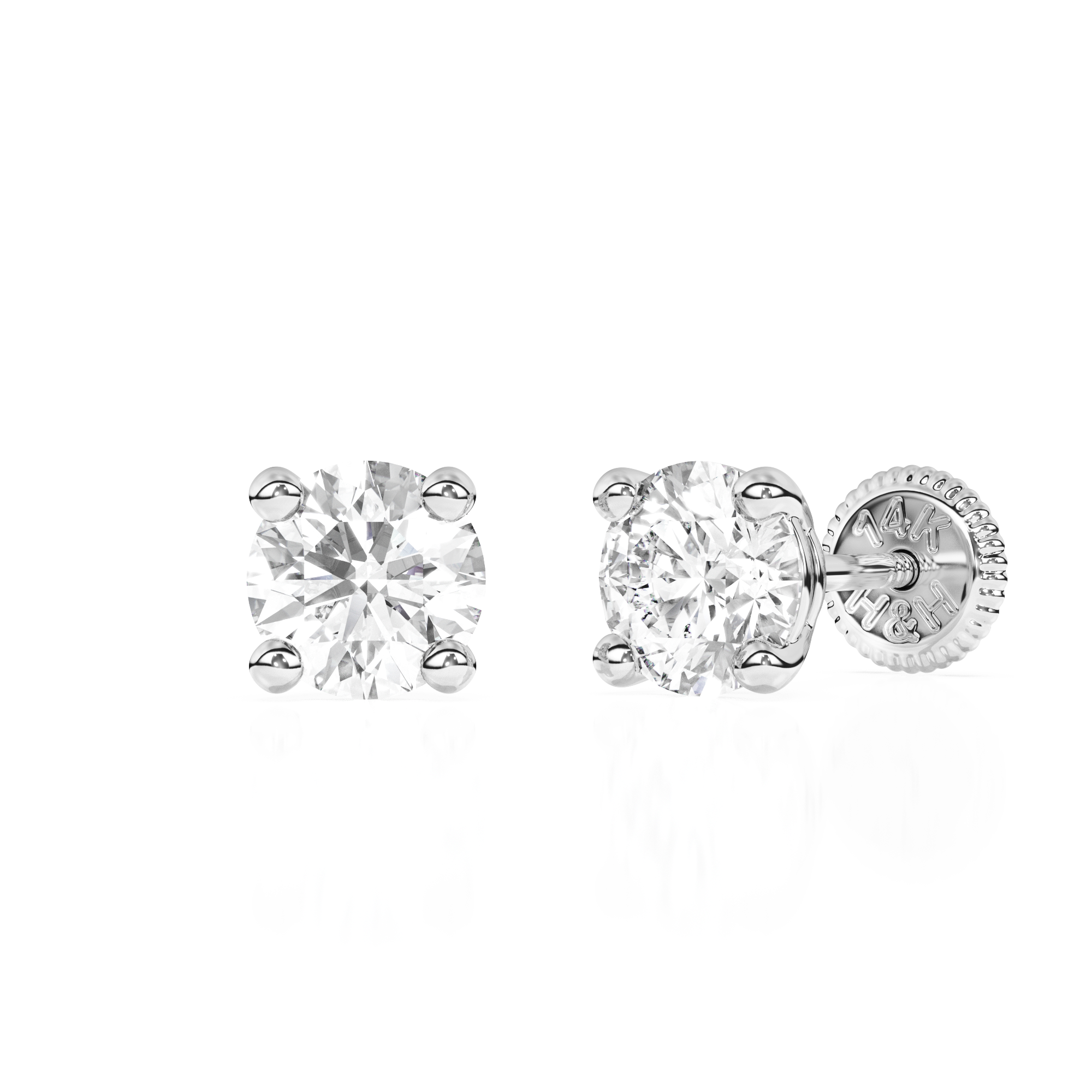 April Birthstone, 4mm Swarovski Crystal Stud Earrings - Solid 14K White Gold, Screw Back, for Babies & Children