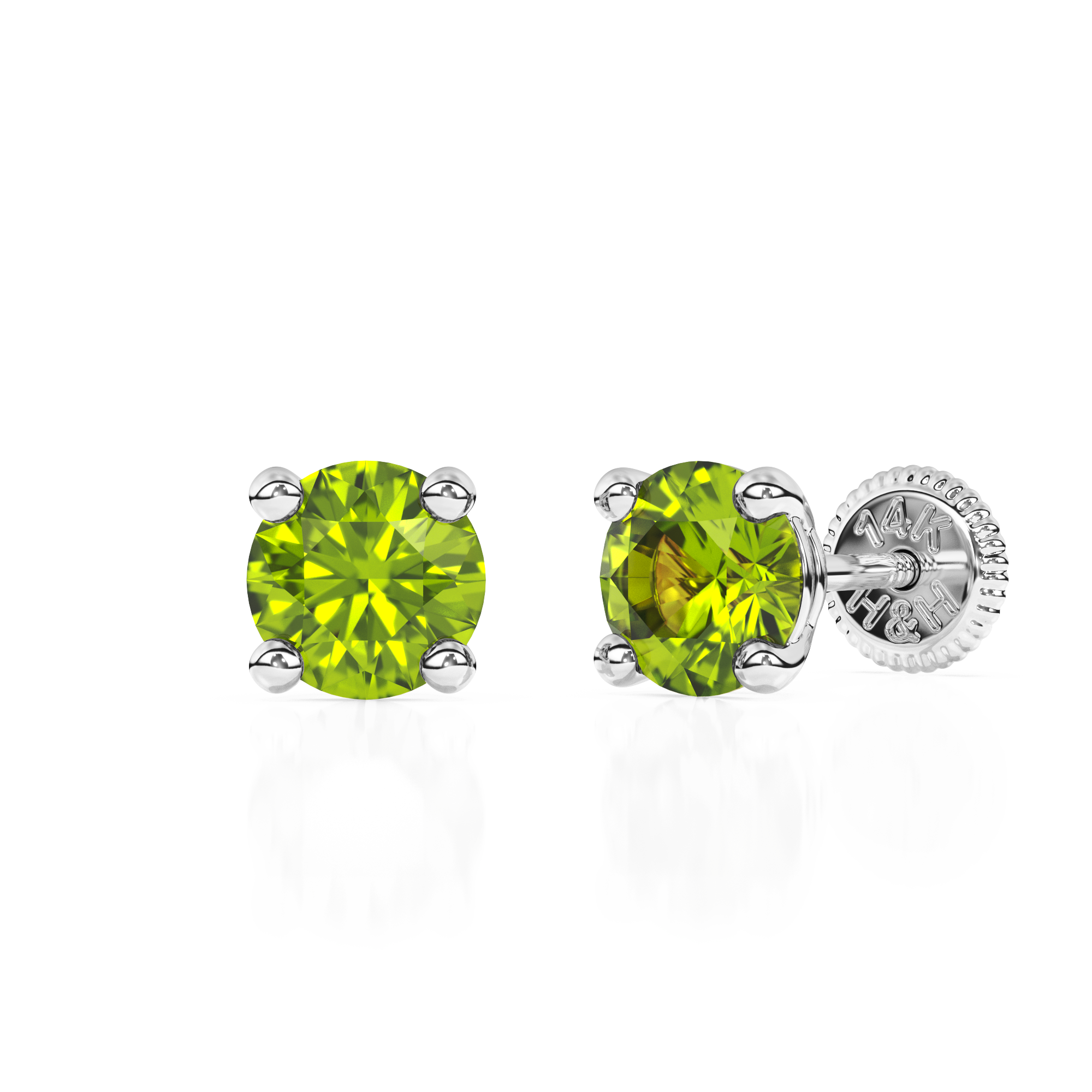 August Birthstone, 4mm Swarovski Crystal Stud Earrings - Solid 14K White Gold, Screw Back, for Babies & Children