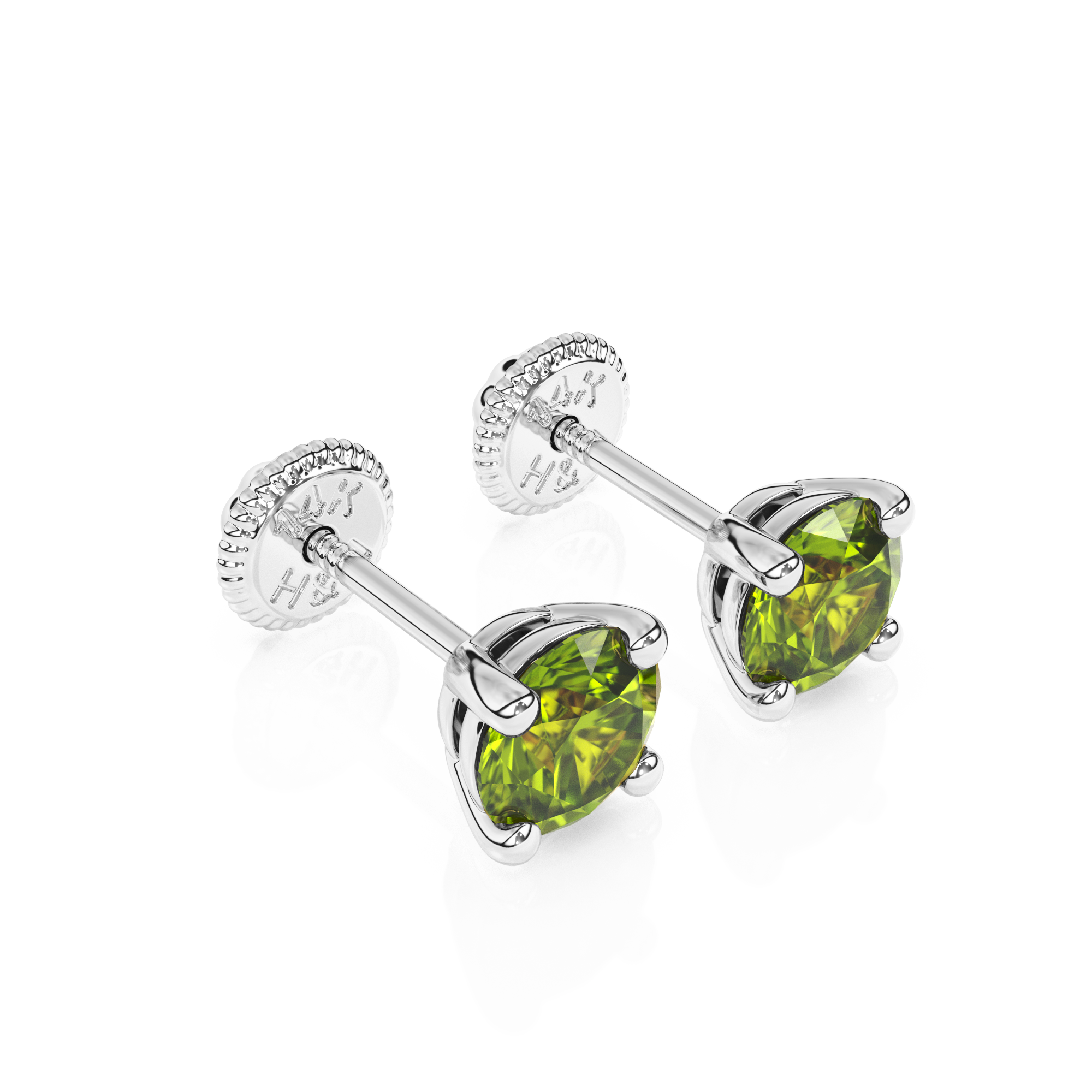 August Birthstone, 4mm Swarovski Crystal Stud Earrings - Solid 14K White Gold, Screw Back, for Babies & Children