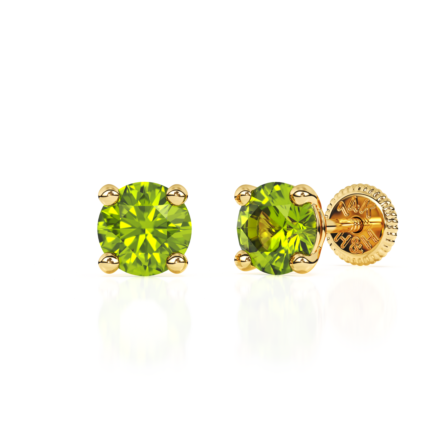 August Birthstone, 4mm Swarovski Crystal Stud Earrings - Solid 14K Gold, Screw Back, for Babies & Children