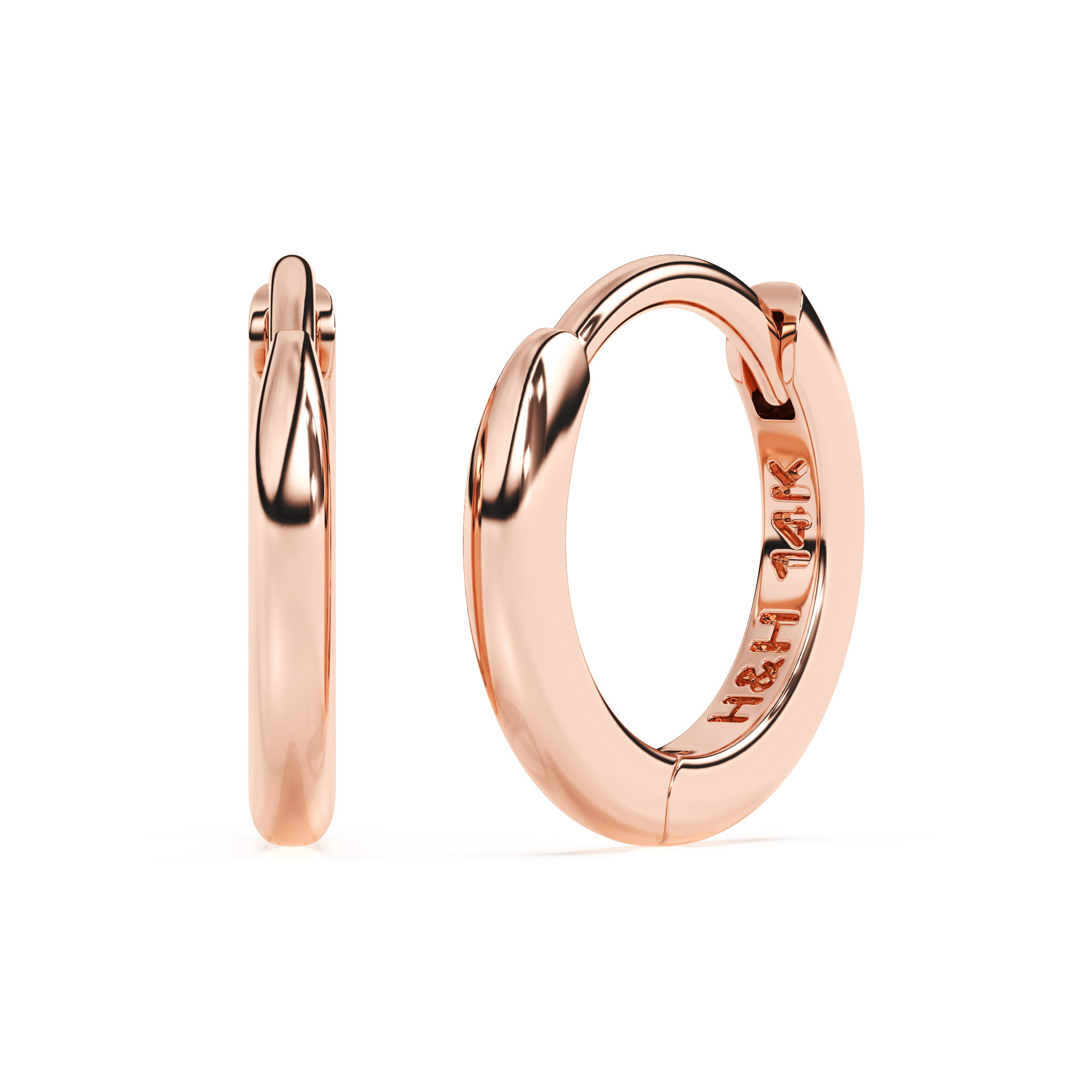 Classic, 9mm Huggie Hoop Earrings - Solid 14K Rose Gold, Huggie Hoop, for Babies & Children