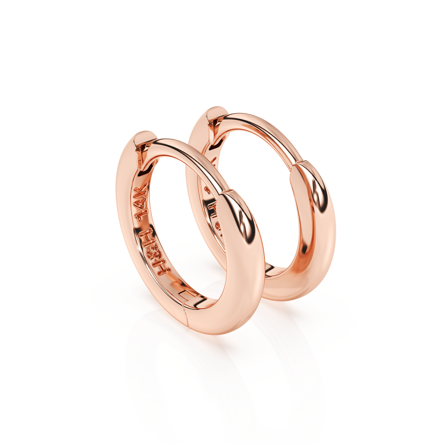 Classic, 9mm Huggie Hoop Earrings - Solid 14K Rose Gold, Huggie Hoop, for Babies & Children