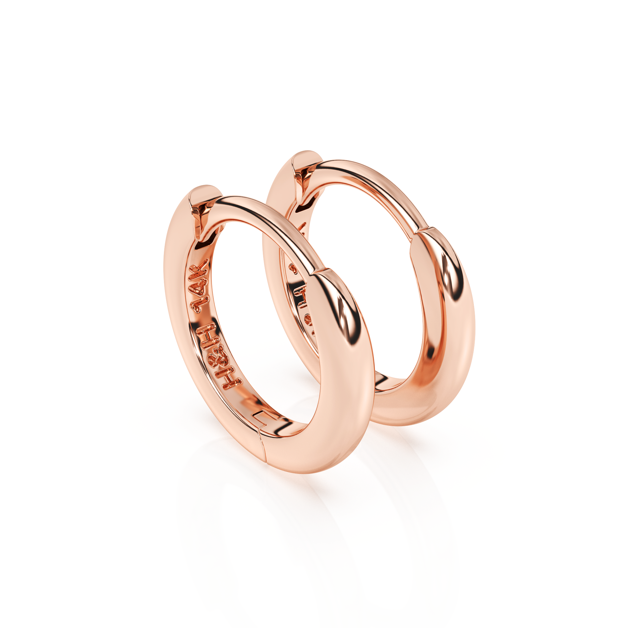 Classic, 9mm Huggie Hoop Earrings - Solid 14K Rose Gold, Huggie Hoop, for Babies & Children
