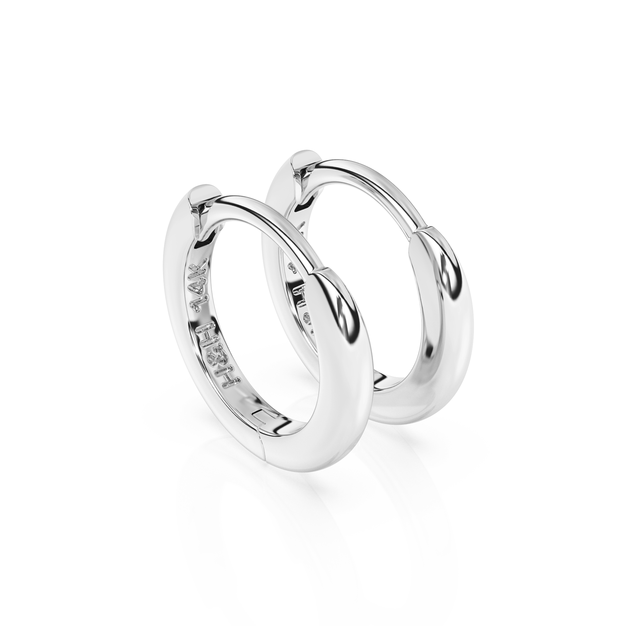 Classic, 9mm Huggie Hoop Earrings - Solid 14K White Gold, Huggie Hoop, for Babies & Children