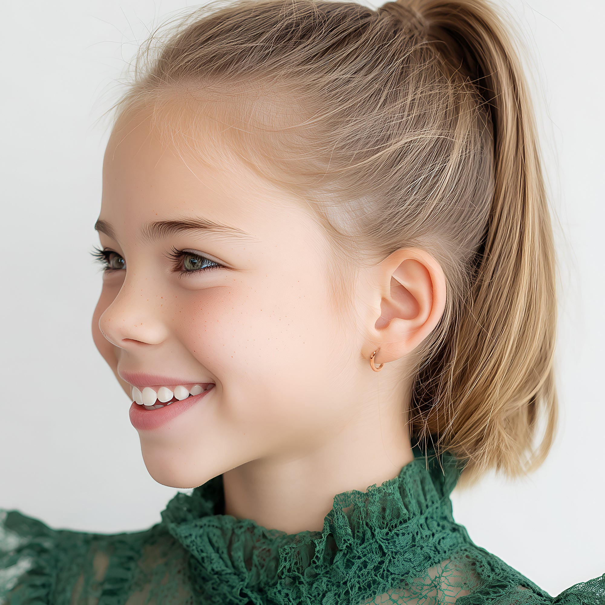 Classic, 9mm Huggie Hoop Earrings - Solid 14K Rose Gold, Huggie Hoop, for Babies & Children