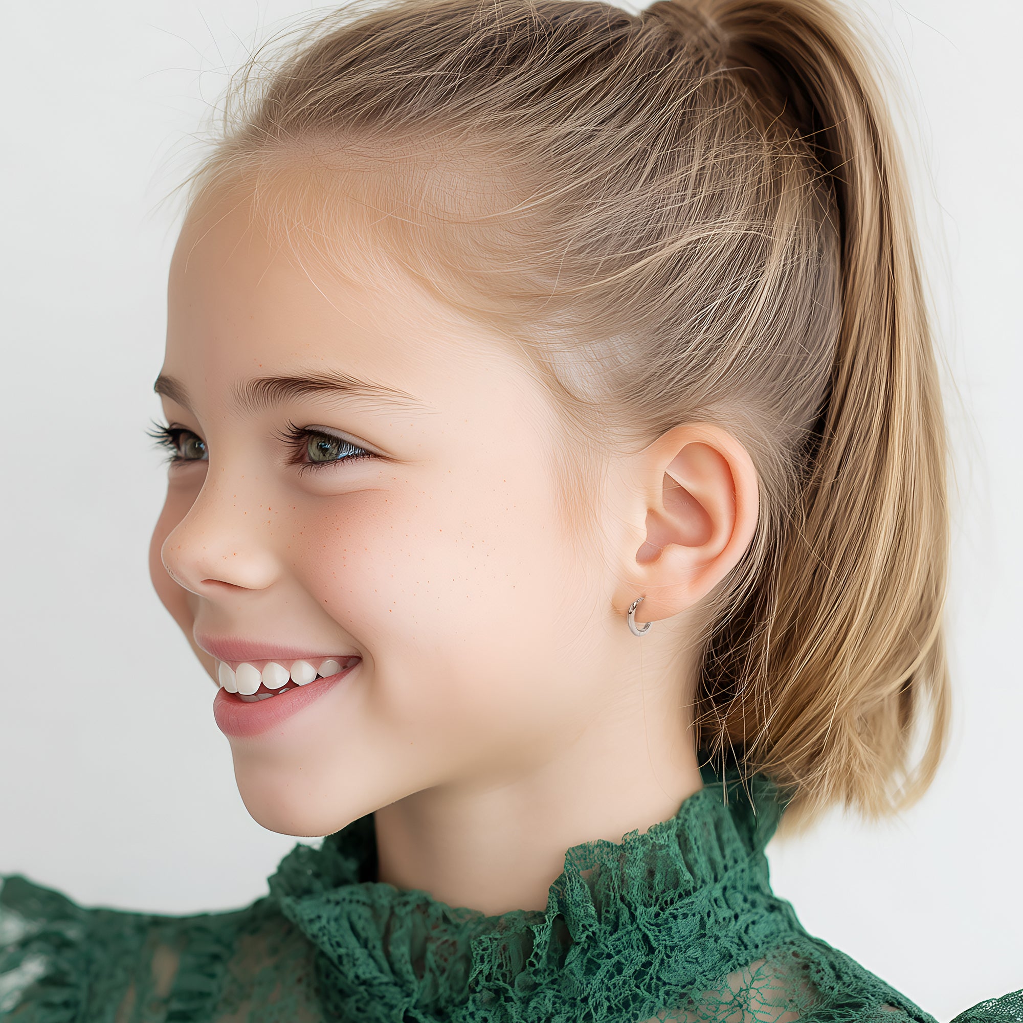 Classic, 9mm Huggie Hoop Earrings - Solid 14K White Gold, Huggie Hoop, for Babies & Children