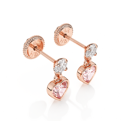 Daring Heart, Pink/Clear Heart CZ Dangle Earrings1