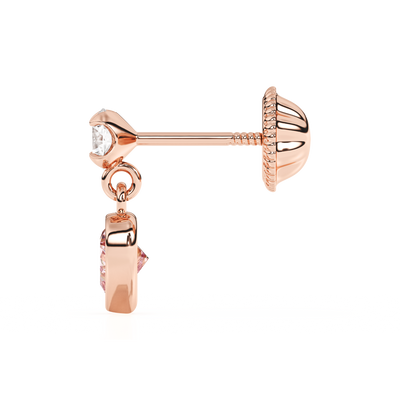 Daring Heart, Pink/Clear Heart CZ Dangle Earrings6