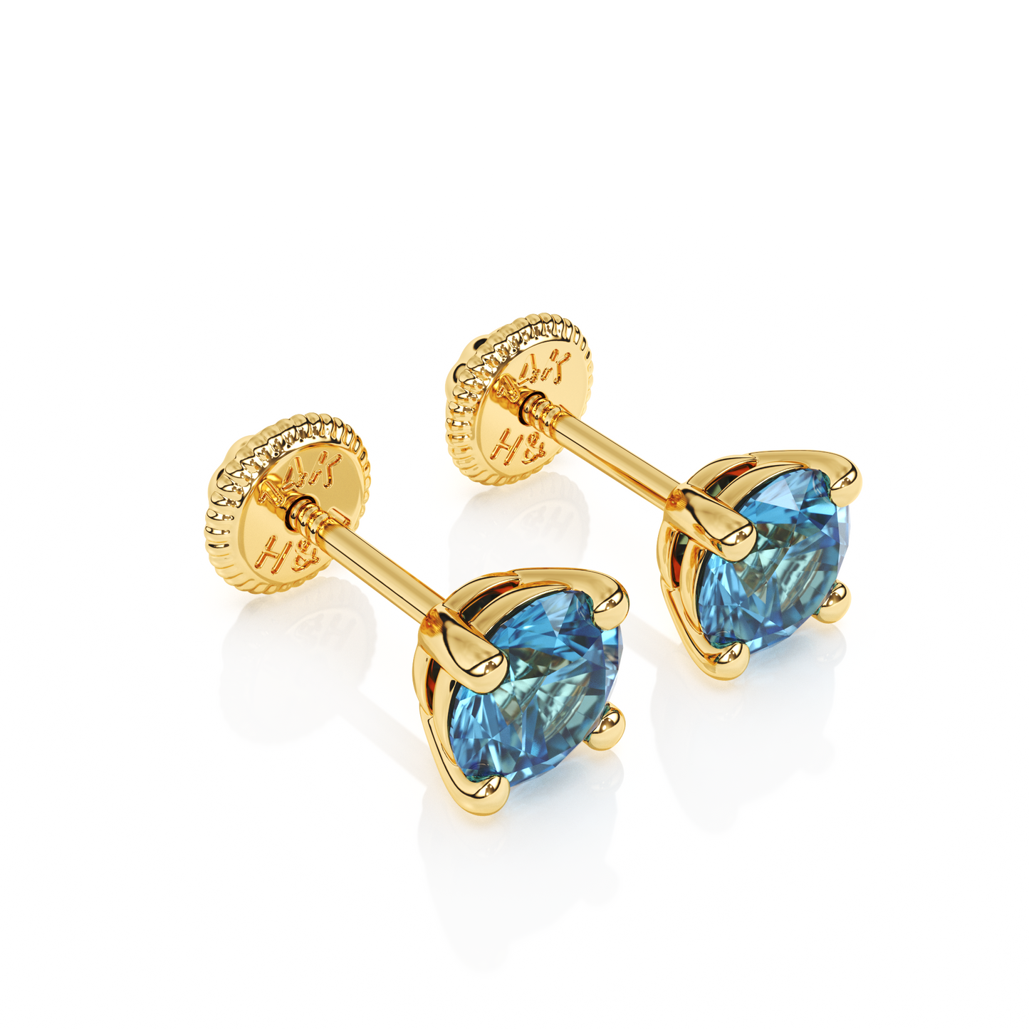 December Birthstone, 4mm Swarovski Crystal Stud Earrings - Solid 14K Gold, Screw Back, for Babies & Children