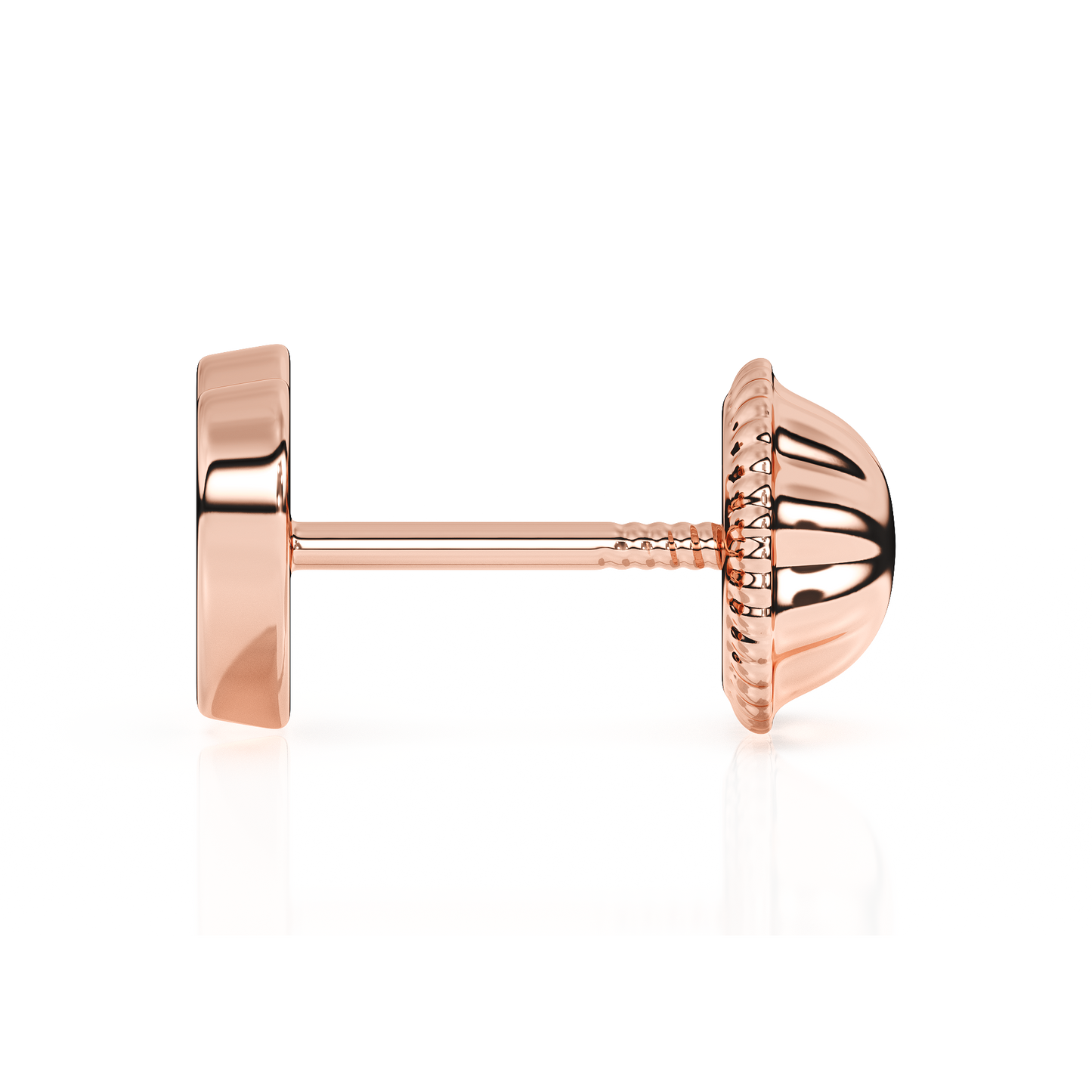 Elegant Heart, Stud Earrings - Solid 14K Rose Gold, Screw Back, for Babies & Children