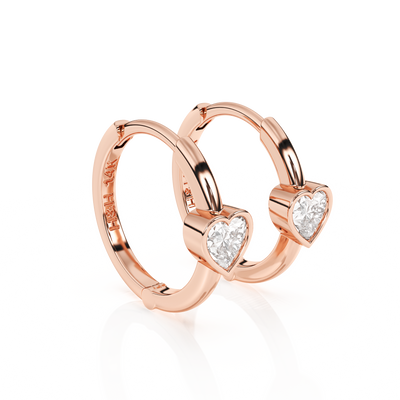 Endless Love, Clear Heart CZ Huggie Hoop Earrings1