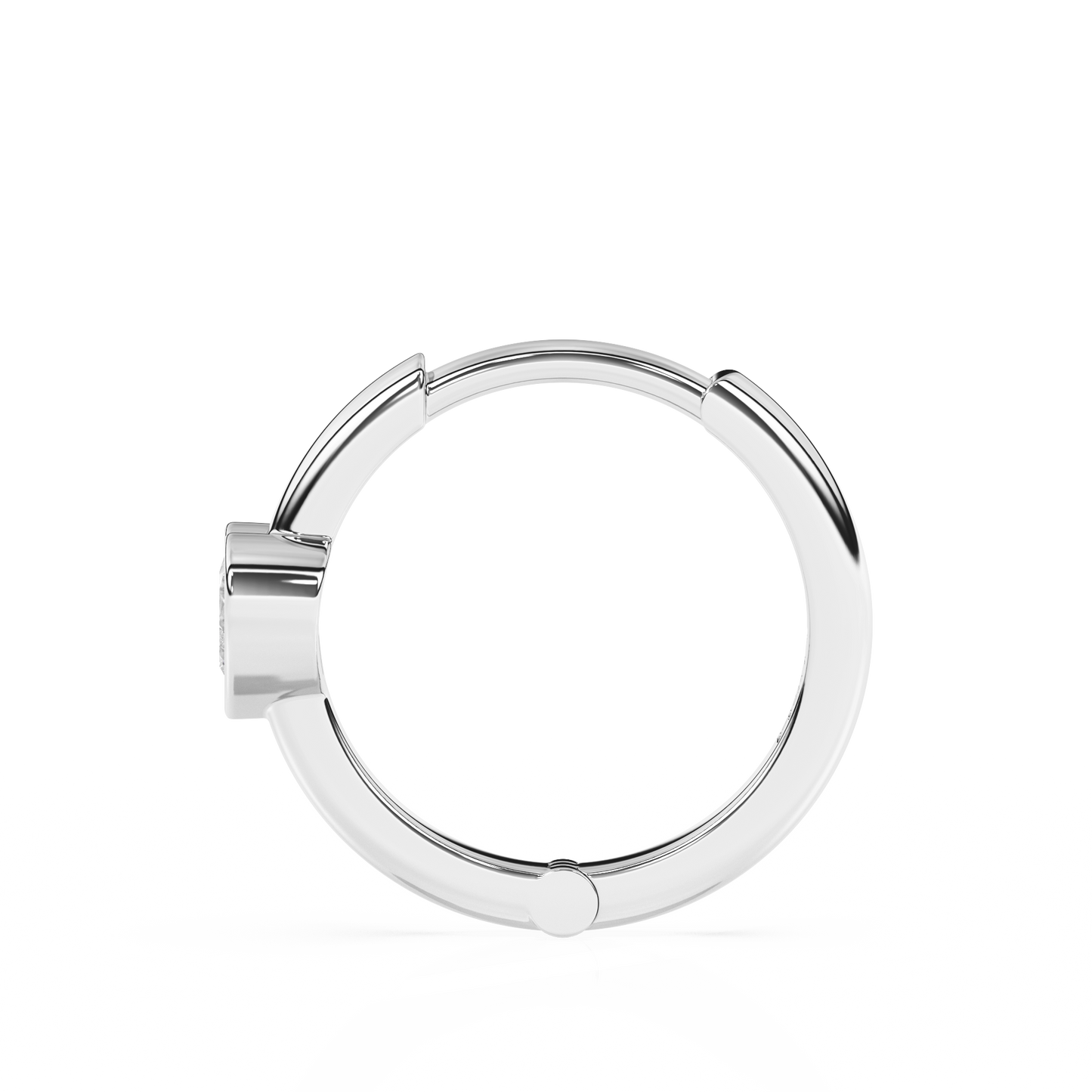 Endless Love, Clear Heart CZ Huggie Hoop Earrings - Solid 14K White Gold, Huggie Hoop, for Babies & Children