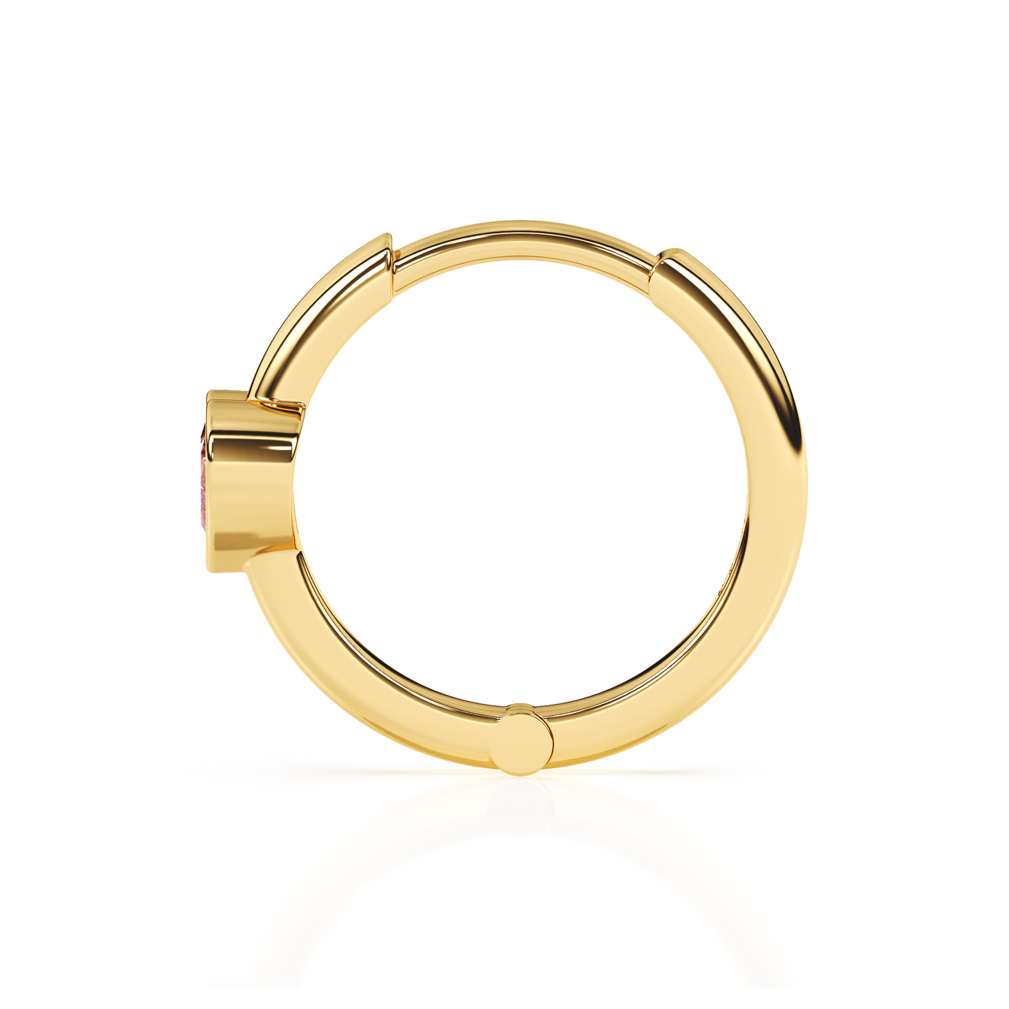 Endless Love, Pink Heart CZ, Huggie Hoop Earrings - Solid 14K Gold, Huggie Hoop, for Babies & Children