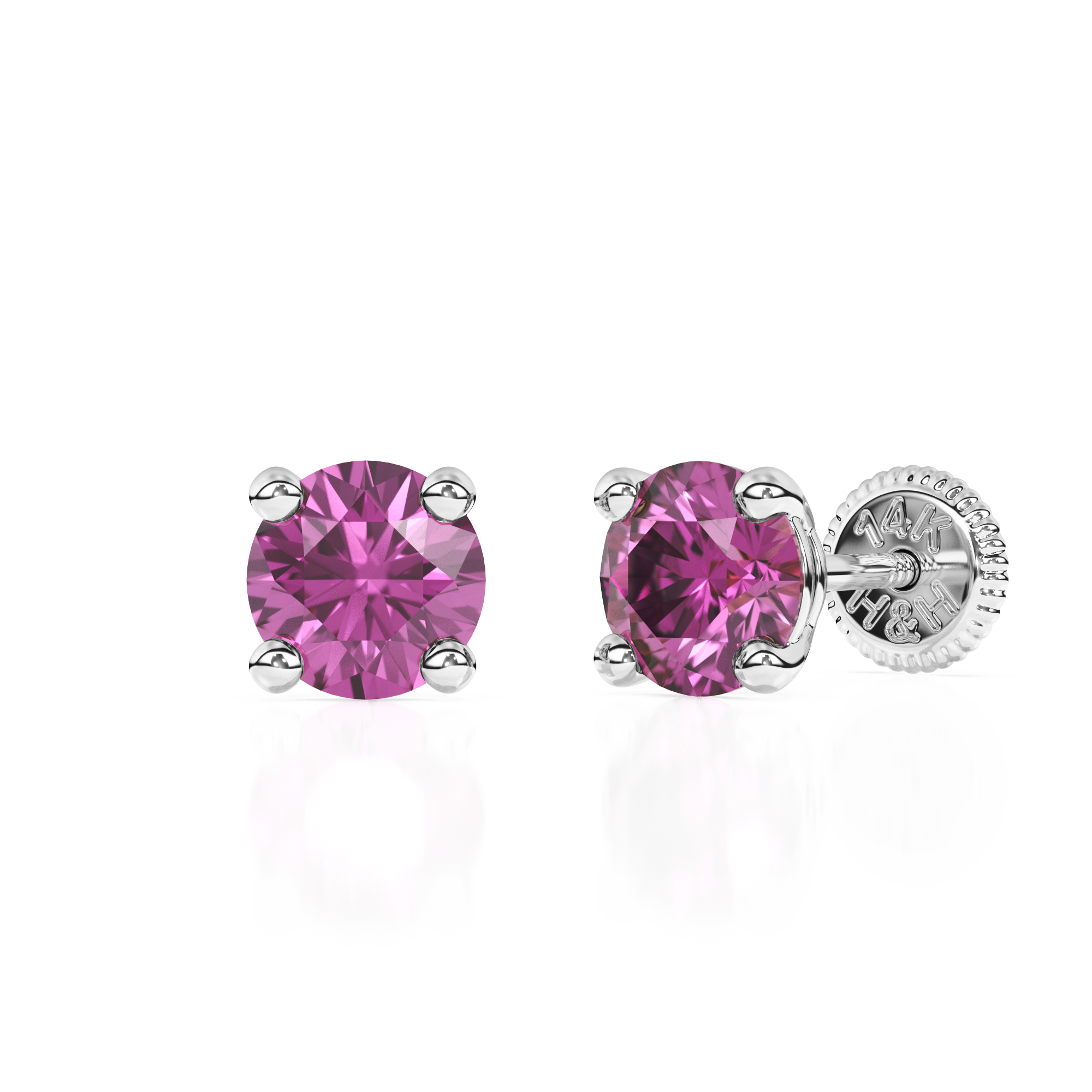 February Birthstone, 4mm Swarovski Crystal Stud Earrings - Solid 14K White Gold, Screw Back, for Babies & Children