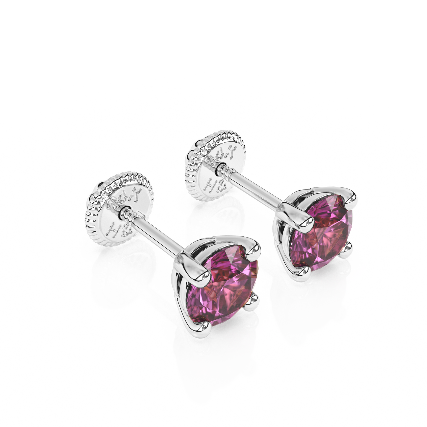February Birthstone, 4mm Swarovski Crystal Stud Earrings - Solid 14K White Gold, Screw Back, for Babies & Children