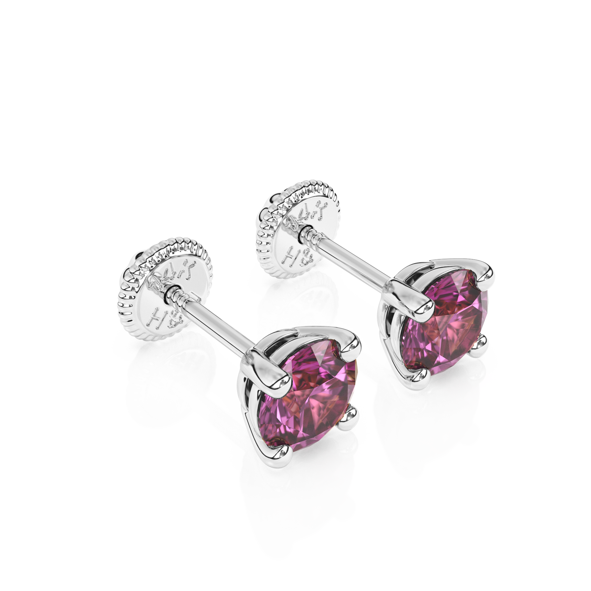 February Birthstone, 4mm Swarovski Crystal Stud Earrings - Solid 14K White Gold, Screw Back, for Babies & Children