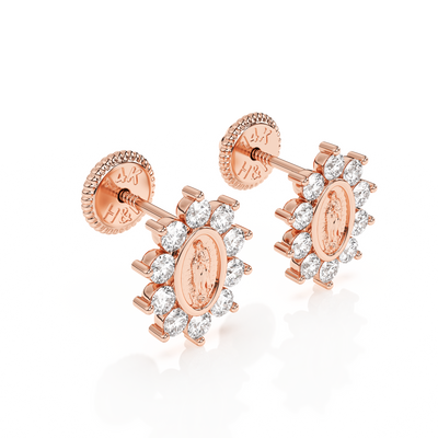 Immaculate Halo, Our Lady of Guadalupe Clear CZ Stud Earrings1