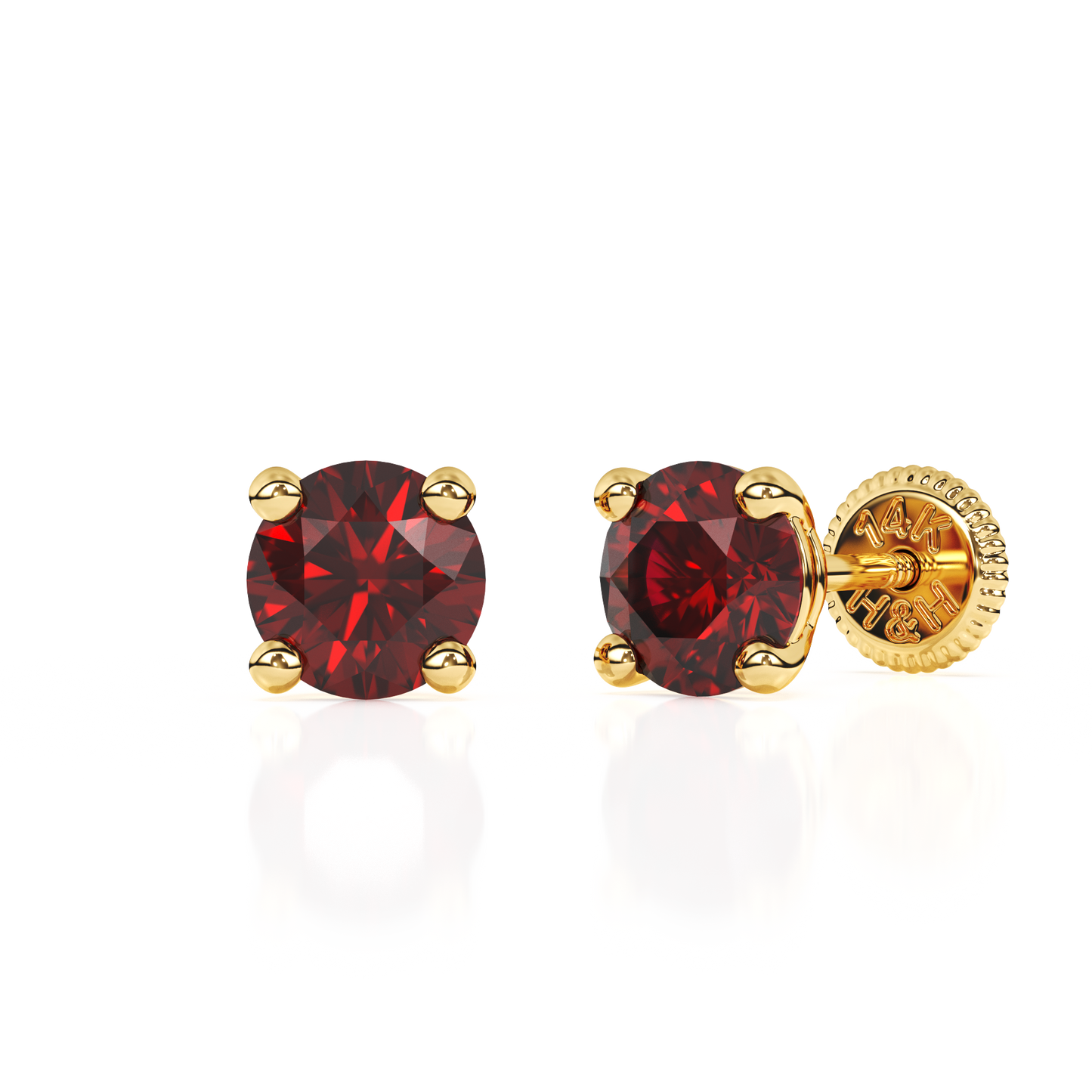 January Birthstone, 4mm Swarovski Crystal Stud Earrings - Solid 14K Gold, Screw Back, for Babies & Children