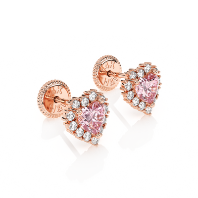 Joyful Heart, Pink/Clear Pavé CZ Stud Earrings1